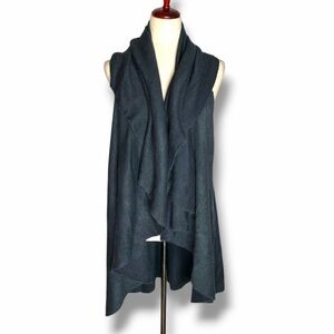 World Market Midnight Blue Shawl Collar Sleeveless Sweater Cardigan Size Medium